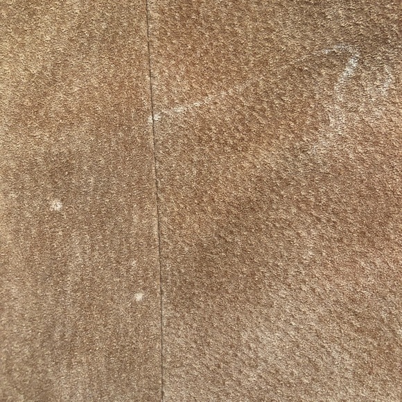 SOLD Vintage Caramel Suede & Fur Belted Coat Jacket 70s Size 40 - Picture 13 of 13